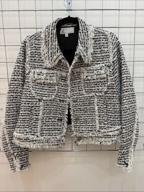 Textured Black and White Tweed Jacket